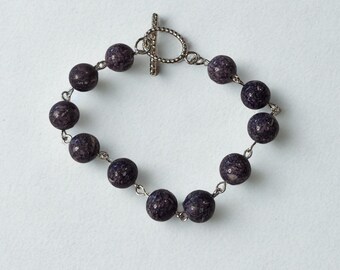 Blueberry Ice Bracelet - Purple Imperial Jasper Bead Bracelet - Handmade Boho Glam - free US shipping