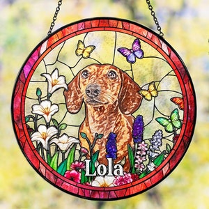 Personalized Dog Memorial Suncatcher,Dog Memorial Gift, Dog Loss Sympathy Gift, Loss of Pet Gift, Pet Remembrance Gift, Pet Suncatcher
