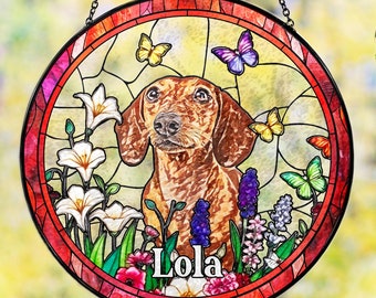 Personalized Dog Memorial Suncatcher,Dog Memorial Gift, Dog Loss Sympathy Gift, Loss of Pet Gift, Pet Remembrance Gift, Pet Suncatcher