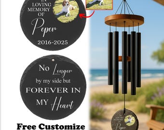 Personalized Pet Memorial Wind Chime – Engraved Photo Keepsake