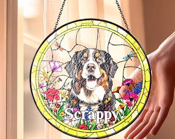 Custom Dog Art Suncatcher Stained Glass From Photo, Pet Memorial Ornament, Cat Art Suncatcher, Gift for Dog Lovers, House Decor CDS01