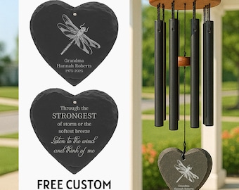 Memorial Wind Chime with Custom Stone Sail, Personalized Tribute Keepsake, In Memory of Loved Ones, Sympathy and Bereavement Gift Idea