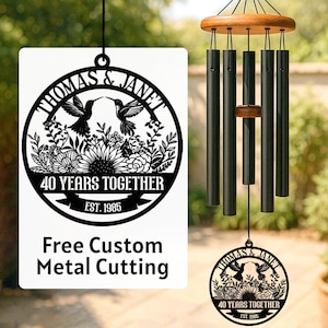 Couple Anniversary Wind Chime, Custom Engraved Romantic Gift, Wedding Outdoor Decor, Personalize Anniversary or Parents Milestone Chime Gift