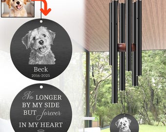 Custom Pet Memorial Wind Chime, Sketch Pet Loss Gift, Outdoor Dog Cat Remembrance Sign for Garden Decor,Sympathy Keepsake,Thoughtful Tribute