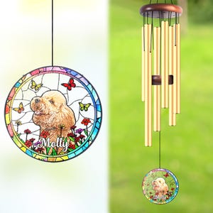 Personalized Pet Memorial Wind Chime, Custom Glass Suncatcher for Dog & Cat Loss, Sympathy Garden Gift, Remembrance Chimes,In Memory Pet