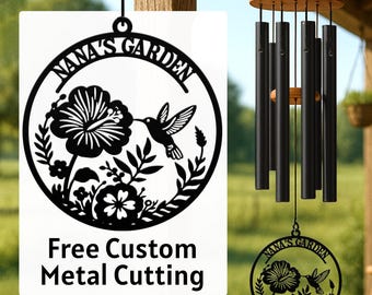 Custom Grandma Garden Wind Chime, Birth Flower Nana Chime, Personalized Mother's Day Gift, Outdoor Garden Decor Grandma Blessings Wind Chime