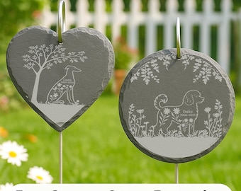 Custom Engraved Pet Loss Memorial Stone, Personalized Garden Hanging Plaque, Outdoor Tribute for Dog or Cat, Remembrance Gift for Owners