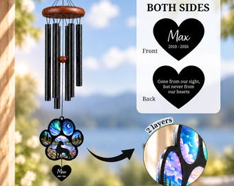 German Shorthaired Pointer Memorial Wind Chime Suncatcher, Custom Loss Of Dog Silhouette, Rainbow Bridge Gift for GSP Remembrance Keepsake