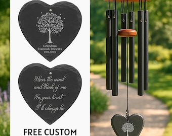 Custom Memorial Wind Chime with Stone Sail, Personalized Tribute Keepsake, Gift in Memory of Loved Ones, Thoughtful Bereavement Present