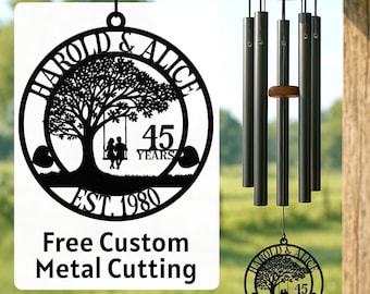 Custom Couple Wind Chime, Romantic Wedding Outdoor Decor, Anniversary Gift for Parents or Couples, 40th 50th 60th Milestone Celebration