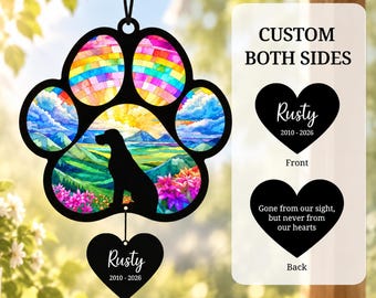Great Dane Memorial Suncatcher, Custom Sunset Pet Memorial Ornament, Personalized Dog Silhouette, Rainbow Bridge Gift, Paw Sympathy Keepsake