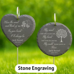 Personalized Memorial Garden Stone for Loved Ones – Engraved Slate Heart & Circle Plaque for Grave, Indoor or Outdoor Tribute Gift