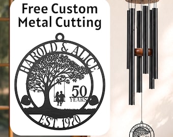 Custom Couple Wind Chime, Romantic Wedding Outdoor Decor, Anniversary Gift for Parents or Couples, 40th 50th 60th Milestone Celebration