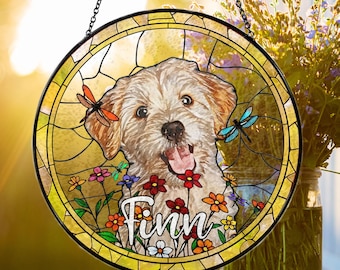 Personalized Suncatcher Ornament for Pet Lover, Loss Of Dog Memorial, Sympathy Gift, Custom Dog Remembrance Gifts for Dog Mom,Dog Dad CDS01