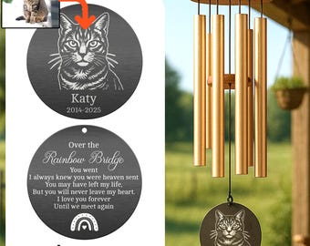 Personalized Pet Memorial Wind Chime with Custom Engraving, Dog or Cat Loss Gift, Outdoor Garden Remembrance, Sympathy Tribute Keepsake