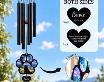 Bernese Mountain Memorial Wind Chime Suncatcher, Custom Loss Of Dog Silhouette, Rainbow Bridge Gift for Pet Remembrance, Sympathy Keepsake