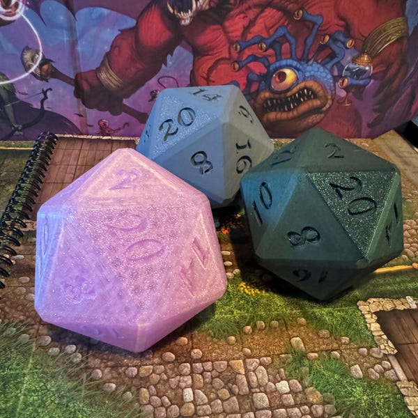 Giant D20 Die | 100mm 20 Sided Die | Custom big RPG Dice | Tabletop Gaming | Custom Colors | Dice Collectors | D&D Accessories | Unique Gift