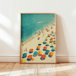 Dos obras de arte de Verano - Arena y Mar. Impresión vintage, póster, arte mural, pintura. Tamaños A4, A3 y A2.