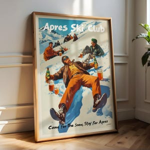 Drunk Apres Ski Cub, Vintage österreichisches Werbeplakat. Kunstwerk - Wohnkultur, Geschenkdruck. Gemälde, Wandkunst, A4, A3 & A2 Display-Größen.