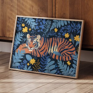 Obra de arte de la vida silvestre del tigre durmiente: en la naturaleza. Infantil, Infantil, Infantil, Dormitorio, Impresión infantil, Póster, Arte mural, Pintura. Tamaños A4, A3, A2
