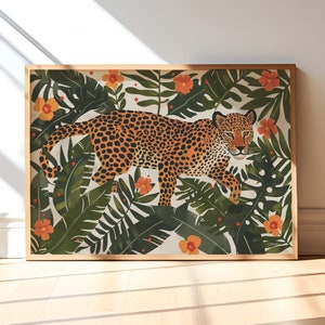 Ilustración de gato para habitación de niños, arte colorido de animales, ilustración de gato salvaje, pared de guardería, póster, pintura personalizada, tamaños A4, A3, A2.