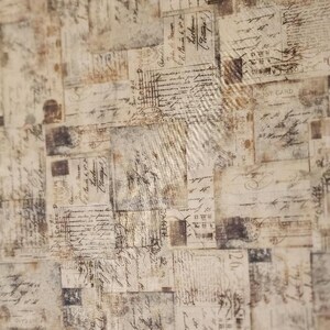 postcard fabric, beige fabric, cotton fabric, yardage, sewing project, craft project, postcards