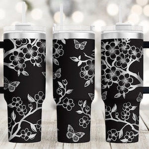 Butterfly Flower 40oz Tumbler Wrap Svg,Cherry Blossom 40oz Tumbler Laser Engraving Wrap Svg,Laser Engraved Svg,Tumbler Laser File,Laser Svg