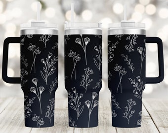 Dainty Wildflowers 40oz Engraved Tumbler,40oz Tumbler Wrap Svg,Laser Engraved Svg,Tumbler Laser File,Laser Svg Download