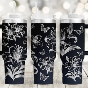 Fiore Farfalla 40oz Tumbler Wrap Svg,Lily 40oz Tumbler Laser Engraving Wrap Svg,Laser Engraved Svg,Tumbler Laser File,Laser Svg Download