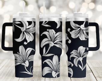 Flower 40oz Tumbler Wrap Svg,Lily 40oz Tumbler Laser Engraving Wrap Svg,Laser Engraved Svg,Tumbler Laser File,Laser Svg Download
