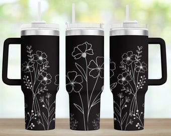 Flower 40oz Tumbler Wrap Svg,Wildflower 40oz Tumbler Laser Engraving Wrap Svg,Laser Engraved Svg,Tumbler Laser File,Laser Svg Download