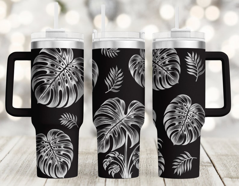 Monstera Leaf 40 Oz Tumbler Wrap Laser SVG File Seamless Tumbler Design ...