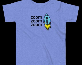 Zoom zoom zoom cute space ship t shirt for boys, girls, toddlers, baby onesies.