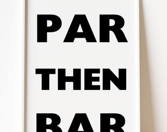 Par Then Bar Printable Golf Wall Art, Funny Golf Drinking Quote Poster, Instant Download