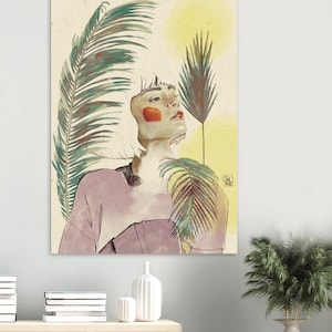 Boho Wall Art⎥Fine Art Print⎥Feminine Portrait ⎥Watercolor Illustration⎥Minimalist Aesthetic⎥Boho Wall Painting⎥Botanical Art Print