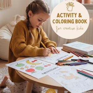 Activity Book for Kids – PDF Instant Download - Creative Coloring Book for Kids – Doodle & Zentangle - Printable Travel Activity
