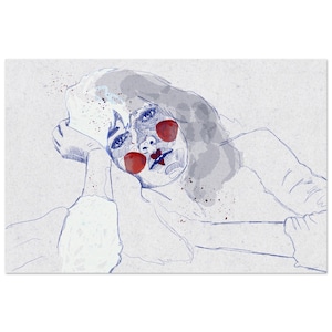 Fine Art Print | Minimalist Line Drawing | Watercolor & Digital Illustration | Contemporary Feminine Portrait | Modern Wall Art