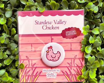 Stardew Valley Pink Special Edition Chicken Button Pins | Adorable Farm Animal Accessories