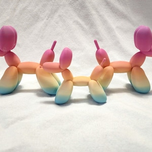 3D Printed Rainbow Balloon Dog Sculpture: Modern Art Decor
