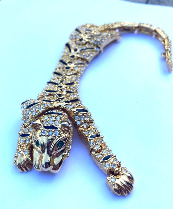 Vintage rhinestone and crystal gold brooch