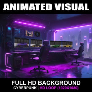 Animated Looped Cyberpunk Room Background | Stream Screen for Vtuber, Twitch, and Moving Wallpaper