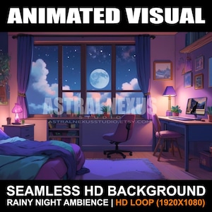Animated Looped Snowy Night Background | Cozy Room Scene for Sleep, Study, Gaming & Streaming