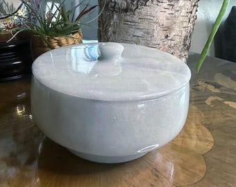 Vintage White Onyx Trinket Box: Marbled Stone Container, Vanity Decor