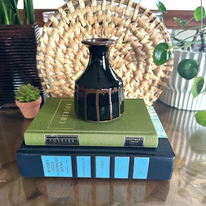 Vintage Jeff Diehl Lockbridge Pottery WV, Signed Studio PotteryTenmoku Bud Vase