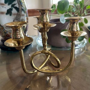 Vintage Brass Candelabra Pair: Mid-Century Modern Scandinavian Design