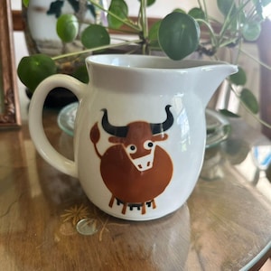 Arabia Finland Heluna Bull Milk Jug: 1970s Scandinavian Kitchen Decor