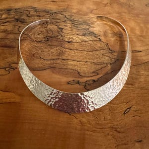 Vintage Hammered Sterling Silver Torque Collar Necklace | MCM Statement Choker, 50g