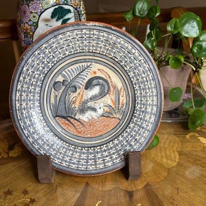 Handbemalter Tonala Keramik Eichhörnchen Teller: Vintage mexikanische Volkskunst