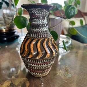 Vintage Italian Pottery Vase: Mid-Century Lava Glaze, Brutalist Decor