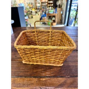 Handmade Woven Basket with Handle: Rustic Folk Art Wall Decor